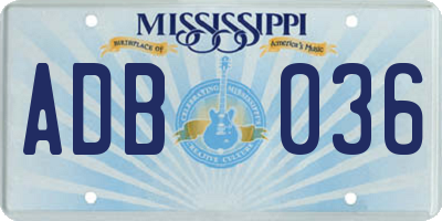 MS license plate ADB036