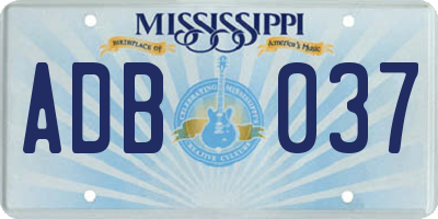 MS license plate ADB037