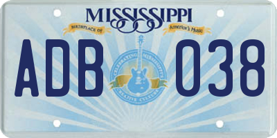 MS license plate ADB038