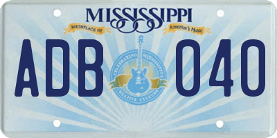 MS license plate ADB040