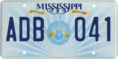 MS license plate ADB041