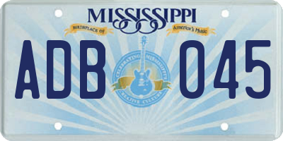 MS license plate ADB045