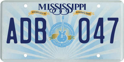 MS license plate ADB047