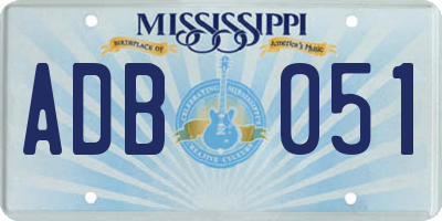 MS license plate ADB051