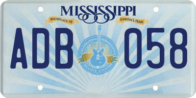 MS license plate ADB058