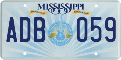 MS license plate ADB059