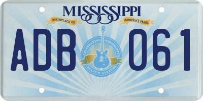 MS license plate ADB061