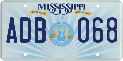 MS license plate ADB068