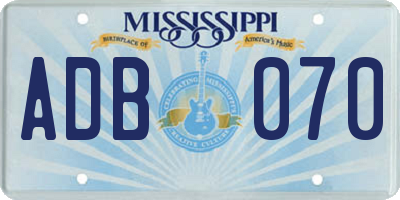 MS license plate ADB070