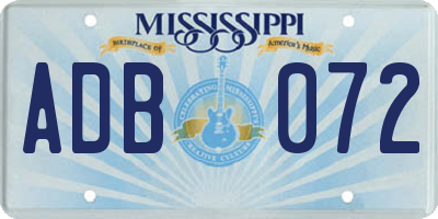MS license plate ADB072