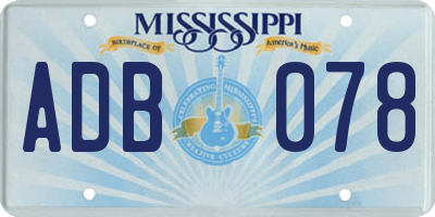 MS license plate ADB078
