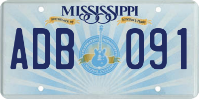 MS license plate ADB091