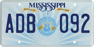 MS license plate ADB092