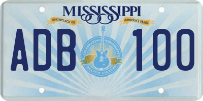MS license plate ADB100