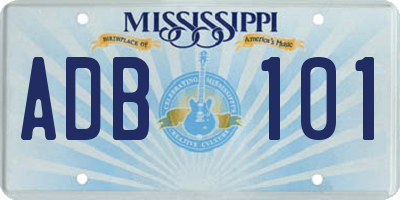 MS license plate ADB101