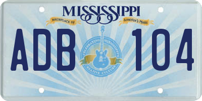 MS license plate ADB104