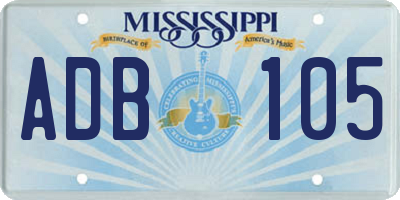 MS license plate ADB105