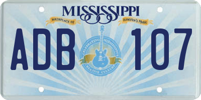 MS license plate ADB107