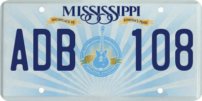 MS license plate ADB108