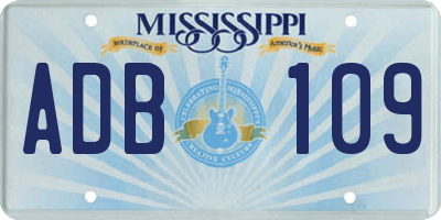 MS license plate ADB109