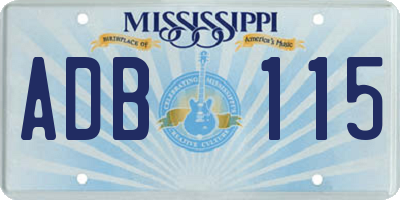 MS license plate ADB115