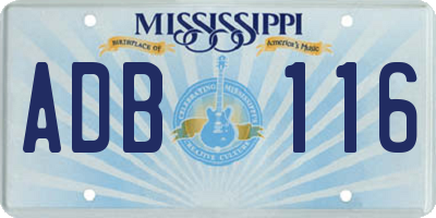 MS license plate ADB116