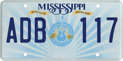 MS license plate ADB117