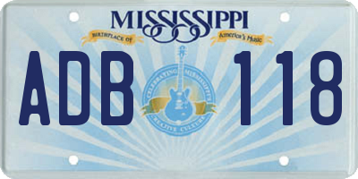 MS license plate ADB118