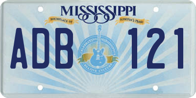 MS license plate ADB121