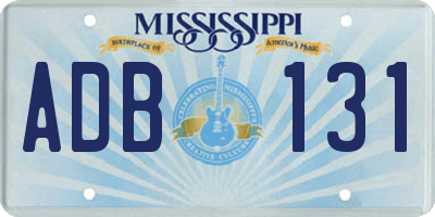 MS license plate ADB131