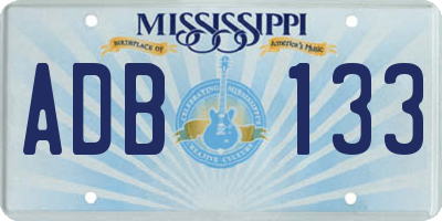 MS license plate ADB133
