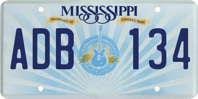 MS license plate ADB134