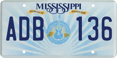 MS license plate ADB136
