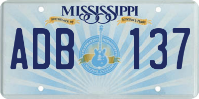 MS license plate ADB137