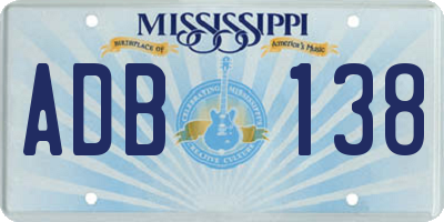MS license plate ADB138