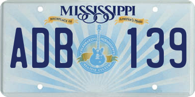 MS license plate ADB139