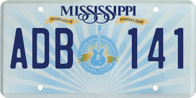 MS license plate ADB141