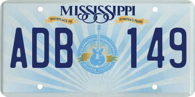 MS license plate ADB149