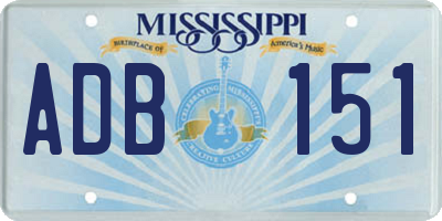 MS license plate ADB151