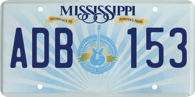 MS license plate ADB153