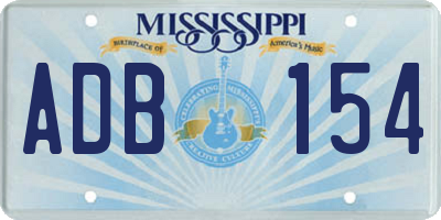 MS license plate ADB154