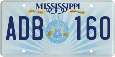 MS license plate ADB160