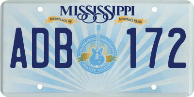 MS license plate ADB172