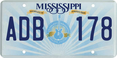 MS license plate ADB178