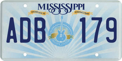 MS license plate ADB179