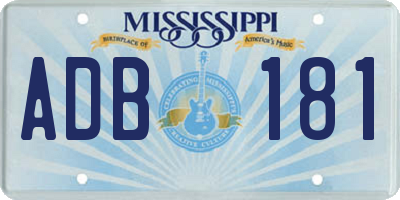 MS license plate ADB181