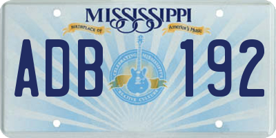 MS license plate ADB192