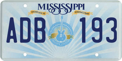 MS license plate ADB193