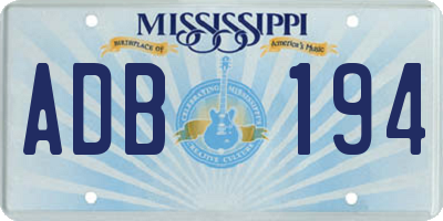 MS license plate ADB194