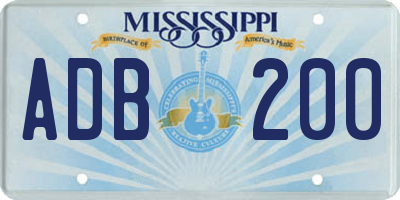 MS license plate ADB200